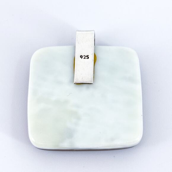 Brown White Fused Glass Pendant | Large Sterling Silver Bail Necklace Charm - Picture 4 of 7